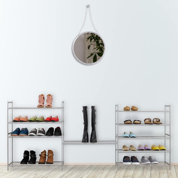 Relaxdays Schuhregal, Metall, 5 Ebenen, stapelbar, erweiterbar, HBT: 90x70x26 cm, 15 Paar Schuhe, silber