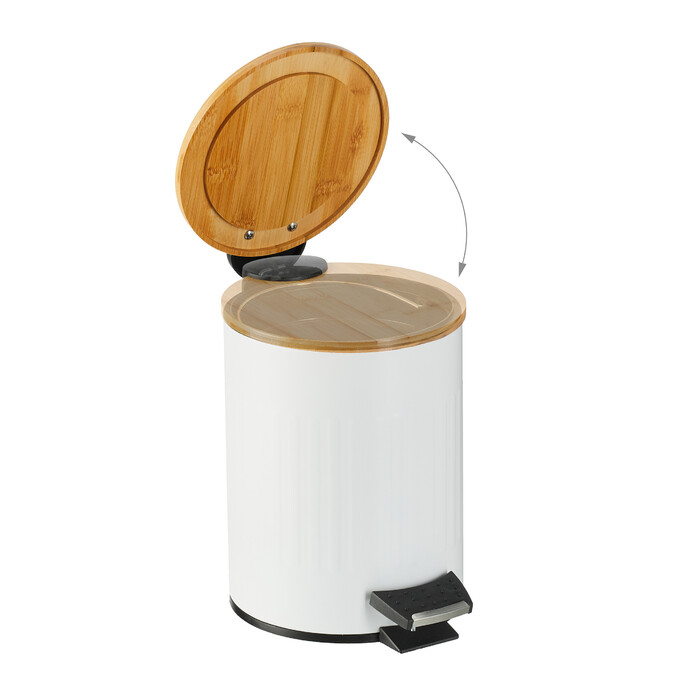 Relaxdays Bad Mülleimer 3 l mit Bambusdeckel
