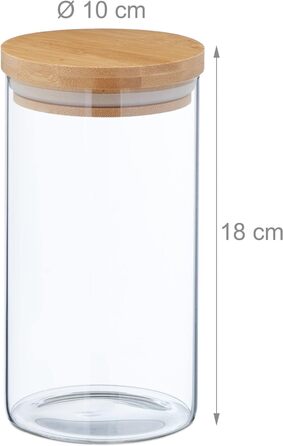 Relaxdays Vorratsgläser, 4er Set, 1000ml, luftdicht, transparent/natur