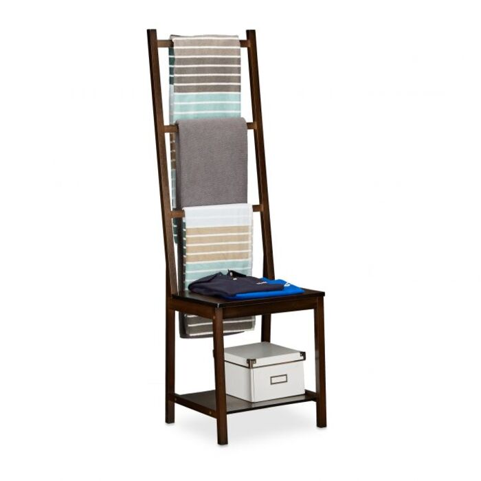 Relaxdays Handtuchhalter Bambus dunkelbraun