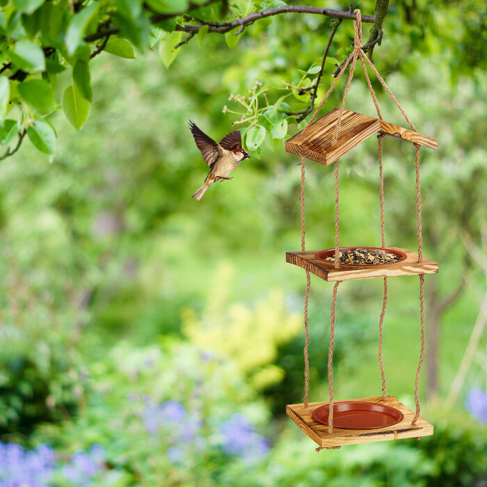 Relaxdays Vogelfutterstation mit 2 Schalen