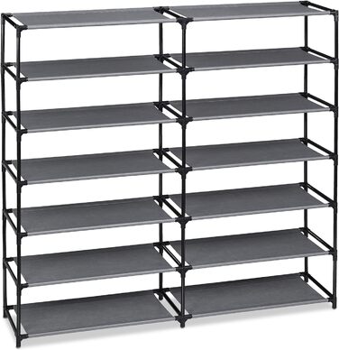 Relaxdays Schuhschrank, 12 Fächer, 36 Paar Schuhe, abnehmbarer Bezug, HBT 107x115x30 cm
