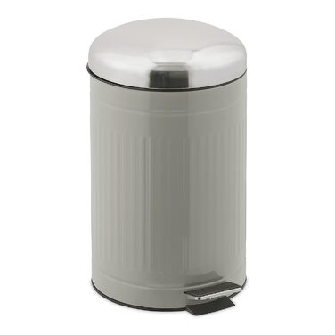 Relaxdays Treteimer, 12 l, Absenkautomatik, herausnehmbarer Inneneimer, Badabfalleimer, Metall, Grau und Silber