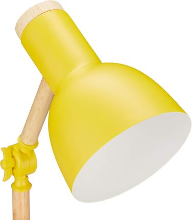 Relaxdays Retro Schreibtischlampe, verstellbar, Holz & Metall, E14, 45,5x14,5 cm, Gelb