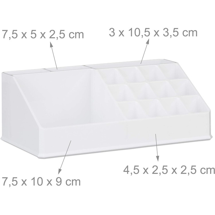 Relaxdays 2 x Make Up Organizer klein, 2-teilige Schminkaufbewahrung mit 3 Schubladen, stapelbares Kosmetikregal, weiß