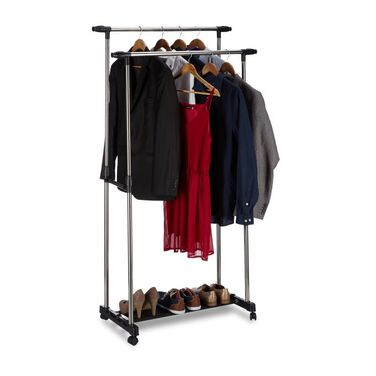 Relaxdays Rollgarderobe mit 2 Kleiderstangen