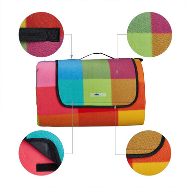Relaxdays XXL Picknickdecke 200x300 cm kariert