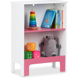 Relaxdays Kinderregal, 2 Fächer, 66x48x24 cm, für Bücher & Spielsachen, weiß/rosa