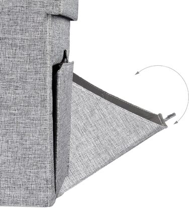 Relaxdays Faltbarer Sitzhocker, Leinen, Aufbewahrungsbox, abnehmbarer Deckel, 38x38x38 cm, grau