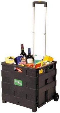 Relaxdays Einkaufstrolley, Klappbar, Einkaufsroller bis 35 kg, Verstellbarer Griff, Mit Rollen, HBT: ca. 100 x 42 x 37 cm, sc