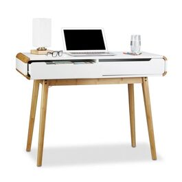 Relaxdays Schreibtisch mit Schubladen in Weiß