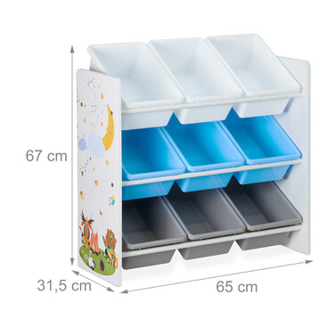 Relaxdays Kinderregal mit 9 Boxen und Motiv
