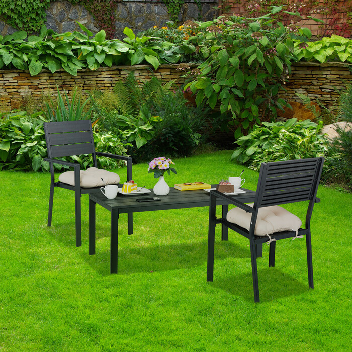 Relaxdays Schwarzer Gartenstuhl im 2er Set