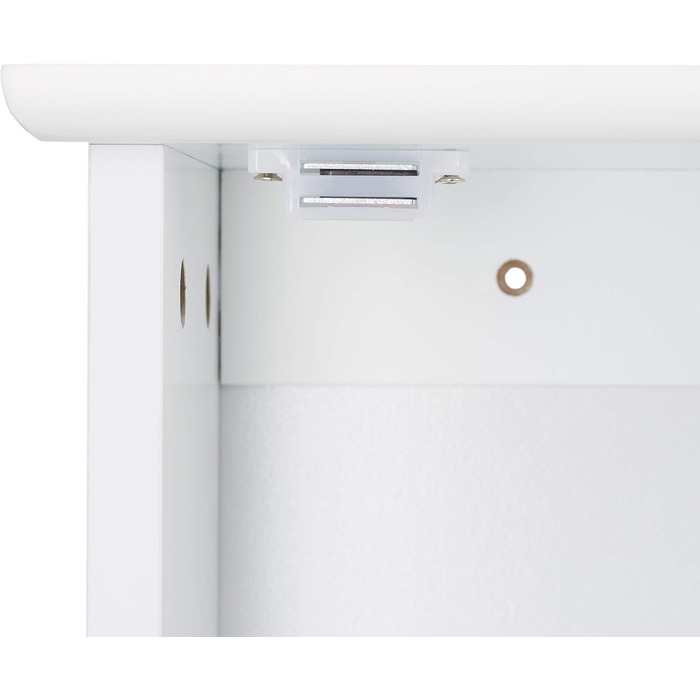 Relaxdays Badschrank, 3 Fächer, Lamellentür, 70x42x16,5 cm, platzsparend, weiß
