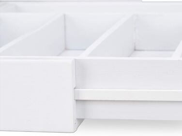 Relaxdays Besteckkasten Schublade, ausziehbar, variable Breite, 5 bis 7 Fächer, Bambus Organizer, HBT: 5x48x33,5cm, weiß