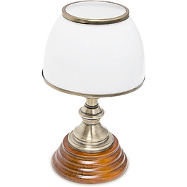 Relaxdays Tischlampe Holz Jugendstil mit Glasschirm weiß Messing-Optik 10018911 28.5 x 16 x 16 cm