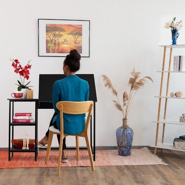 Relaxdays Schreibtisch neigbar, 3 Ablagen, mehrere Winkel, Computer- & Arbeitstisch, HxBxT: 75 x 110 x 55 cm, (Holzoptik)