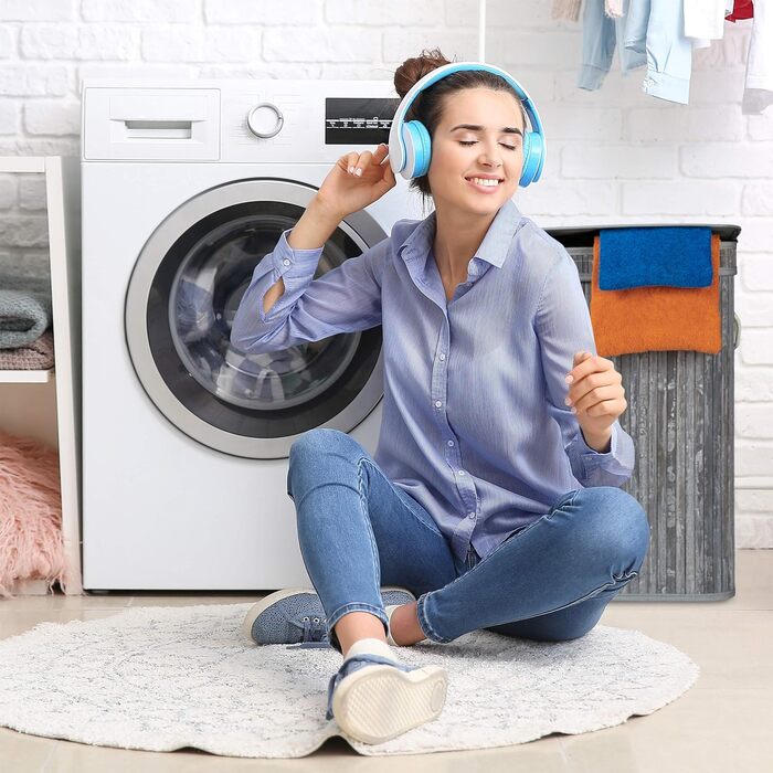 Relaxdays Wäschekorb Bambus, rechteckiger Wäschesortierer, 2 Fächer, Klappdeckel, faltbar, 95 l, (Grau)