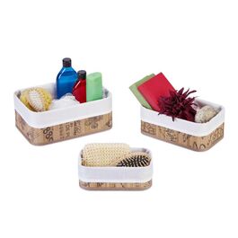 Relaxdays Aufbewahrungskorb 3er Set aus Bambus