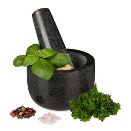 Relaxdays Granit Mörser mit Stößel klein