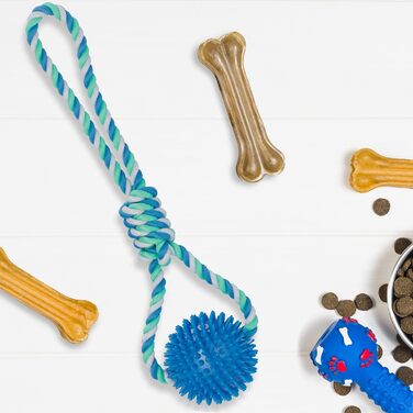 Relaxdays Hundespielzeug Ball, 3er Set, Ø 8,5 cm, Zahnpflege, blau (max. 50 Zeichen)