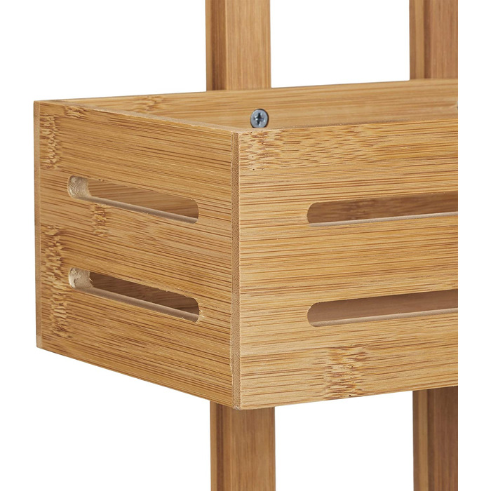 Relaxdays Duschregal Bambus H x B x T: 65 x 28 x 15,5 cm Duschablage aus Holz als Hängeregal Dusche mit 3 Ablagen Duschkorb als Badregal zum Hängen und rostfreier Badschrank sowie Badablage, natur
