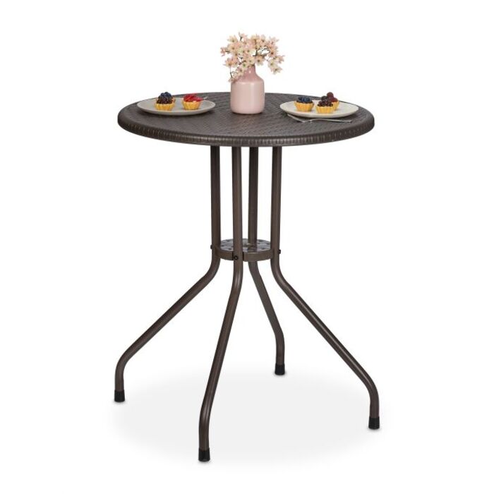 Relaxdays Runder Gartentisch in Rattanoptik