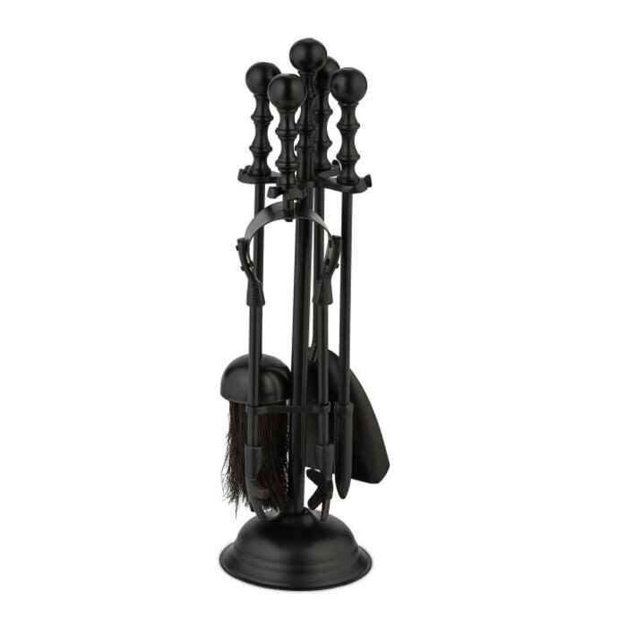Relaxdays 5-teiliges Kaminbesteck in Schwarz