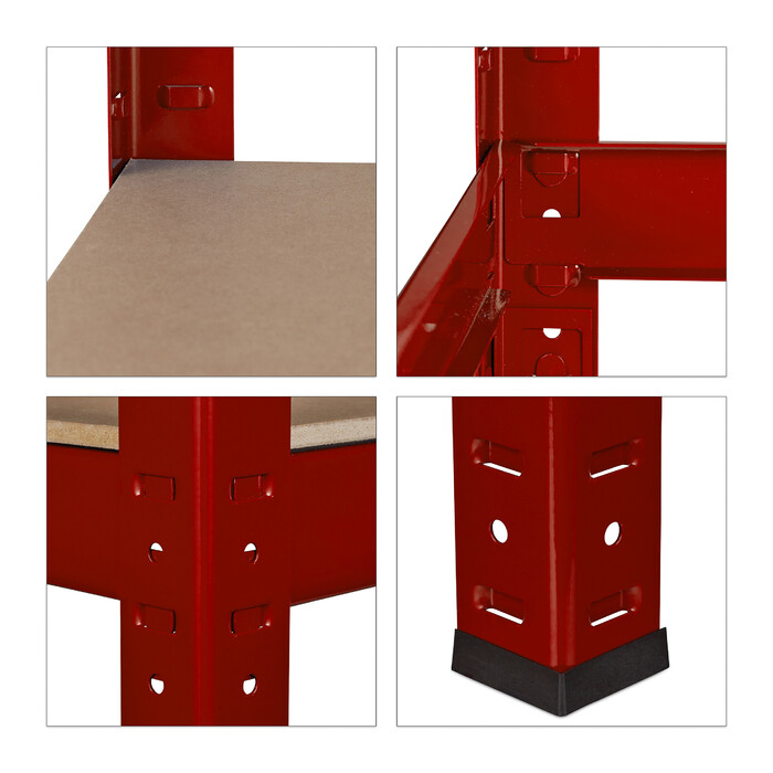Relaxdays Schwerlastregal 150 cm rot