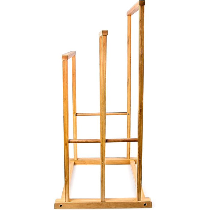 Relaxdays Bambus Handtuchständer, 82,5x42x42,5 cm, treppenförmig, 3 Stangen, natur, Badaccessoire/Herrendiener