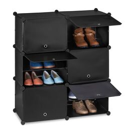 Relaxdays Schwarzer Schuhschrank mit 12 Fächern