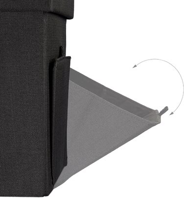 Relaxdays Faltbarer Sitzhocker, Leinen, Aufbewahrungsbox, abnehmbarer Deckel, 38x38x38 cm, Schwarz