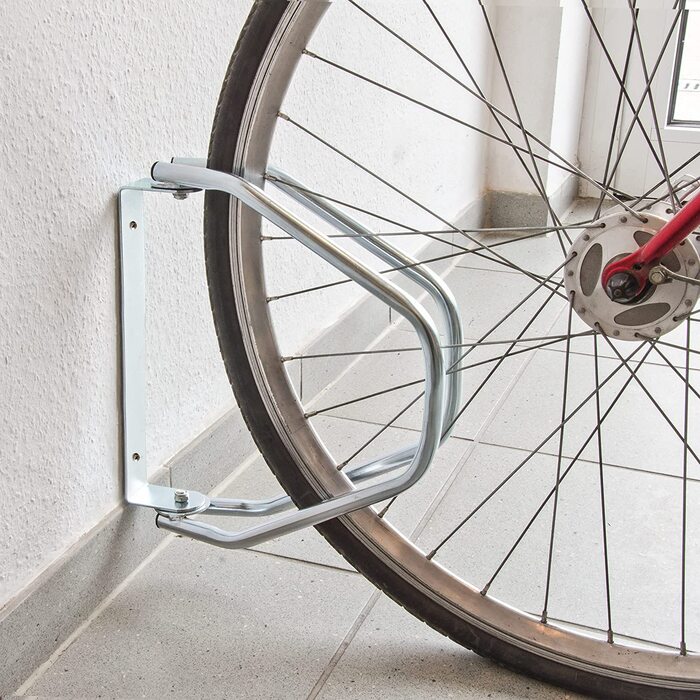 Relaxdays 2 x Fahrradständer im Set, Wandparker als Einzelständer, zur Wandmontage, verstellbar, HBT 32,5 x 9 x 28,5 cm, Silb