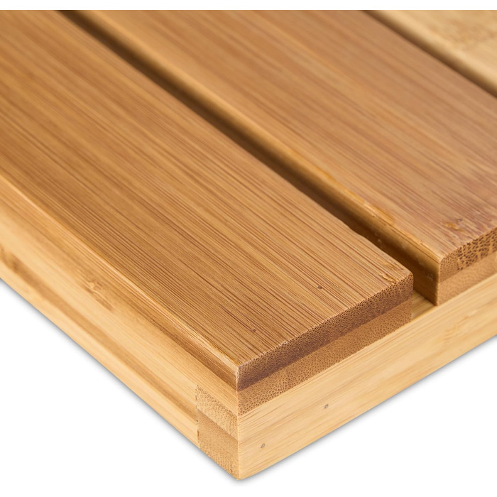 Relaxdays Bambus Badematte, 61x40 cm, rutschfest, für Badewanne, Dusche, Sauna, Indoor & Outdoor, Natur