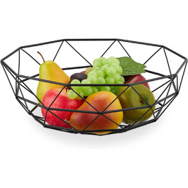 Relaxdays Obstkorb Metall, eckig, HBT: 13,5x34,5 cm, Drahtkorb, modern, schwarz