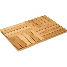 Relaxdays Bambus Badematte, 61x40 cm, rutschfest, für Badewanne, Dusche, Sauna, Indoor & Outdoor, Natur