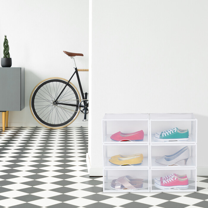 Relaxdays 6er Set Schuhboxen stapelbar