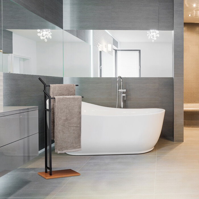 Relaxdays Handtuchständer Zweiarmig Schwarz