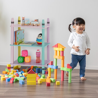 Relaxdays Buntes Kinderregal mit 3 Ablagen