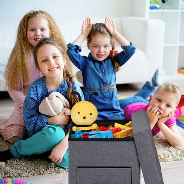 Relaxdays Grauer Sitzhocker mit Stauraum