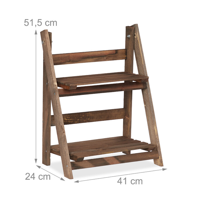 Relaxdays Blumentreppe Holz dunkelbraun