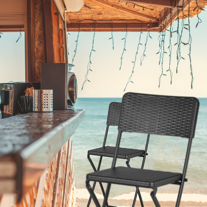 Relaxdays 2er Set Barhocker Rattan