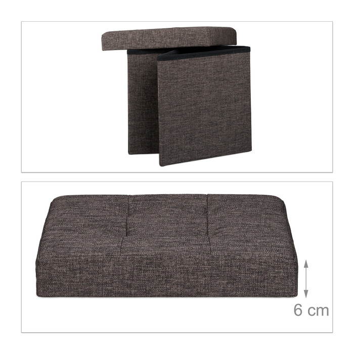 Relaxdays Faltbarer Sitzhocker mit Stauraum Leinen