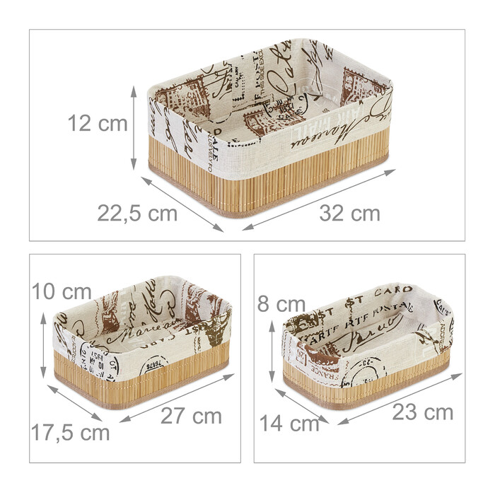 Relaxdays Aufbewahrungskorb 3er Set