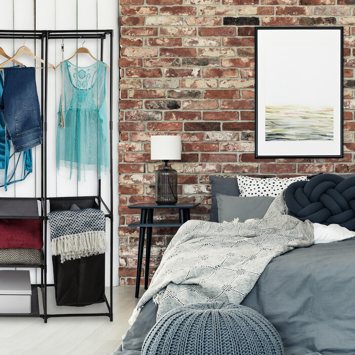 Relaxdays Offener Kleiderschrank mit Wäschekorb