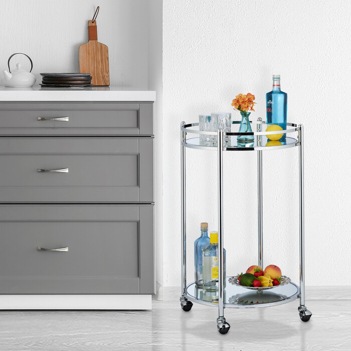 Relaxdays Servierwagen rund Silber