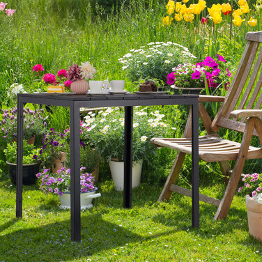 Relaxdays Schwarzer Gartentisch in Holzoptik