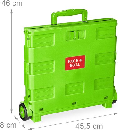 Relaxdays Einkaufstrolley, Klapptrolley, 35 kg, Faltbar, Rolltrolley (Grün)