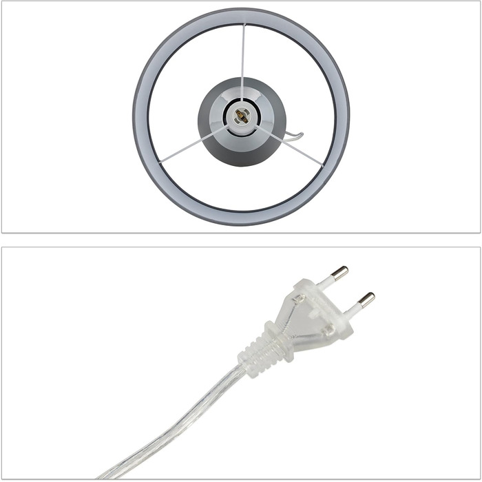 Relaxdays Nachttischlampe Touch dimmbar, 3 Stufen, E14, HxD: 48,5 x 28 cm, modern, Touch Lampe mit Schirm, grau/silber