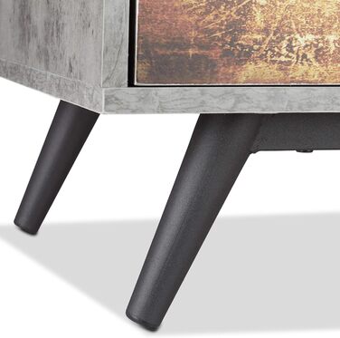 Relaxdays Vintage Kommode, 4 Schubladen, Lowboard in Betonoptik, Motiv, HBT: 68x60x40 cm, grau